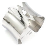 Silver Wide Geometric Bracelet Stainless Steel Women Cuff Bangle