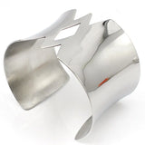 Silver Wide Geometric Bracelet Stainless Steel Women Cuff Bangle
