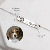 Personalized Stainless Steel Women Necklace with Pet Portrait & Name Engraving