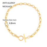 Stainless Steel Women Necklace Twist Cable O T Bar Clasp Choker