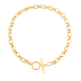 Stainless Steel Women Necklace Twist Cable O T Bar Clasp Choker