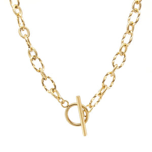 Stainless Steel Women Necklace Twist Cable O T Bar Clasp Choker