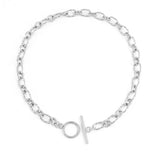 Stainless Steel Women Necklace Twist Cable O T Bar Clasp Choker