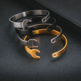 Stainless Steel Wrench Spanner Bangle Silver Plated Bracelet