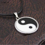 Yin Ying Yang Pendant Necklace Men PU Leather Necklaces Jewelry