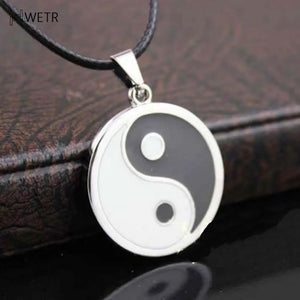 Yin Ying Yang Pendant Necklace Men PU Leather Necklaces Jewelry