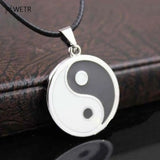 Yin Ying Yang Pendant Necklace Men PU Leather Necklaces Jewelry
