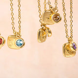 Zircon 12 Constellation Pendant Necklace Stainless Steel Birthstone Choker