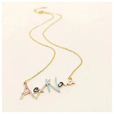 Colorful Enamel Name Necklace Stainless Steel Zircon Pendant