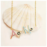 Colorful Enamel Name Necklace Stainless Steel Zircon Pendant