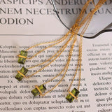 Stainless Steel Zircon Green Necklace Clavicle Chain Pendant