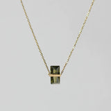 Stainless Steel Zircon Green Necklace Clavicle Chain Pendant