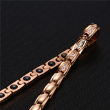 Stainless Steel Zircon Link Chain Hematite Bracelet