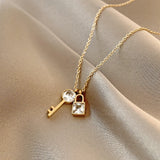 Stainless Steel Zircon Pearl Pendant Necklace For Women