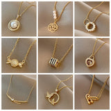 Stainless Steel Zircon Pearl Pendant Necklace For Women