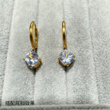 Stainless Steel Zircon Pendant with Single Claw and 7mm Round Earrings
