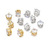 Stainless Steel Zircon Pendant with Single Claw and 7mm Round Earrings