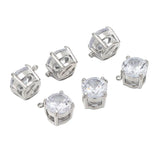 Stainless Steel Zircon Pendant with Single Claw and 7mm Round Earrings