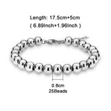 Stainless Steel Ball Beads Cuff Bracelet Silver Metal Statement Jewelry