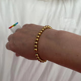Stainless Steel Ball Beads Cuff Bracelet Silver Metal Statement Jewelry