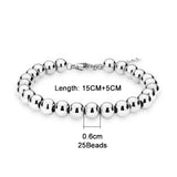 Stainless Steel Ball Beads Cuff Bracelet Silver Metal Statement Jewelry