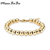 Stainless Steel Ball Beads Cuff Bracelet Silver Metal Statement Jewelry
