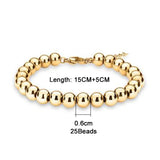 Stainless Steel Ball Beads Cuff Bracelet Silver Metal Statement Jewelry