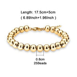 Stainless Steel Ball Beads Cuff Bracelet Silver Metal Statement Jewelry