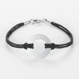 Stainless Steel Circle Bracelet with Colorful Cord Chain