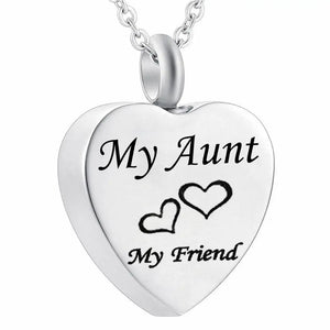 Stainless Steel Heart Dad Mom Memorial Cremation Urn Necklace for Ashes