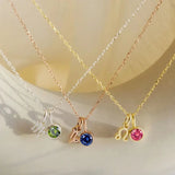 Stainless Steel Birthstone Constellation 2pcs Pendant Necklace 12 Zirconia