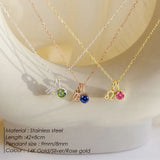 Stainless Steel Women Birthstone Constellation Pendant Necklace DIY Jewelry
