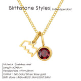 Stainless Steel Birthstone Constellation 2pcs Pendant Necklace 12 Zirconia