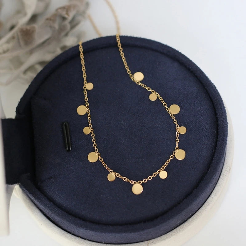 18k Sequin Coin Tassel Choker Necklace Moon Star Collares Jewelry