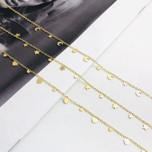 18k Sequin Coin Tassel Choker Necklace Moon Star Collares Jewelry
