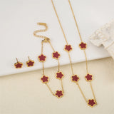 Stainless s Flower 4 Pieces/Set Jewelry for Women