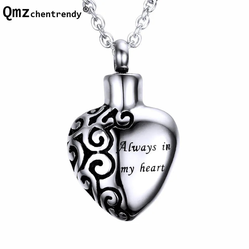Stainless Steel Heart Cremation Necklace Ashes Keepsake