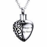 Stainless Steel Heart Cremation Necklace Ashes Keepsake