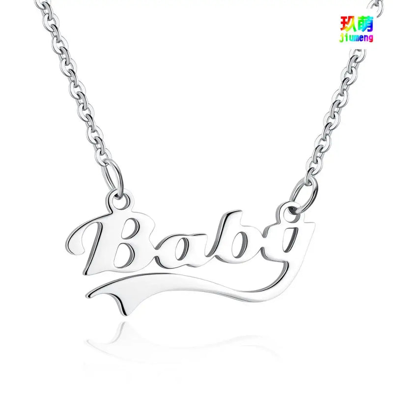 Stainless Steel Baby Letter Necklace Pendant Necklace