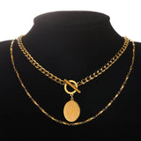 Stainless Steel Ball Pendant Necklace Minimalist Chain Pearl