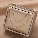 Stainless Steel Ball Pendant Necklace Minimalist Chain Pearl