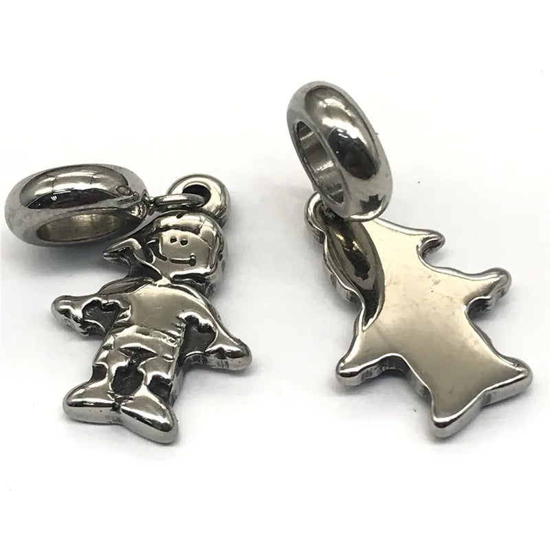 Stainless Steel Boy and Girl Pendant Charms for Jewelry Making