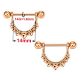 Stainless Steel D-Shaped Love Nipple Piercing Set 14G