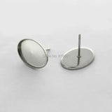 Stainless Steel Earrings Bases Blanks with 10x14mm Oval Bezel Cabochons