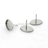 Stainless Steel Earrings Bases Blanks with 10x14mm Oval Bezel Cabochons