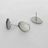 Stainless Steel Earrings Bases Blanks with 10x14mm Oval Bezel Cabochons
