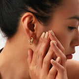 Stainless Steel C Shape Ear Studs Plated Zircon Earrings
