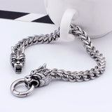 High Chain Stainless Steel Dragon Bracelet Men 6mm 8.66''