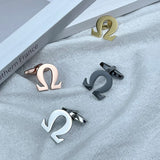 Stainless Steel Greek Letters Cufflinks Men's French Shirt Cuff Links
