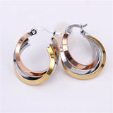 Stainless Steel Hoop Earrings 3 Colors Twisted Wire LH867